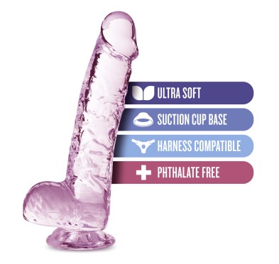 NATURALLY YOURS  6" CRYSTALLINE DILDO  ROSE